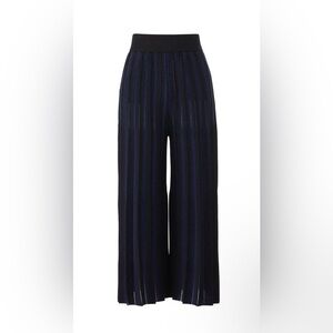 Derek Lam 10 Crosby 10 Sheer Midnight Wide Leg Pleated Cropped Pants- Size XS